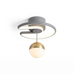 Crescent Moon Ceiling Light in gray and gold on white background