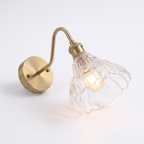 Ribbed Glass Flower Wall Sconce with clear glass on white background