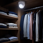 White motion sensor light inside a closet