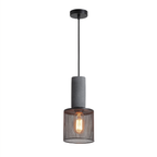 Concrete and Mesh Pendant Light in Short Cylinder on white background