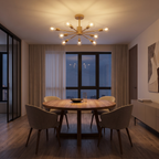 Sputnik Semi Flush Ceiling Light in a dining room, showing size