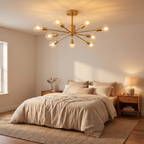Sputnik Semi Flush Ceiling Light in a bedroom