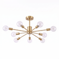 Sputnik Semi Flush Ceiling Light in Gold on white background
