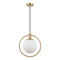 Brass Ring Globe Pendant Light in Round Ring on white background