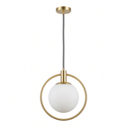 Brass Ring Globe Pendant Light in Round Ring on white background