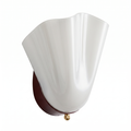Fluted Glass Shell Wall Sconce in Milky White on white background