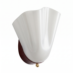 Fluted Glass Shell Wall Sconce in Milky White on white background