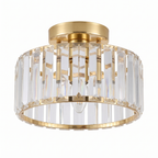 Mini Crystal Semi Flush Ceiling Light in Round on white background