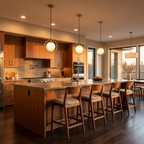 Brass Ring Globe Pendant Light in a kitchen, showing size