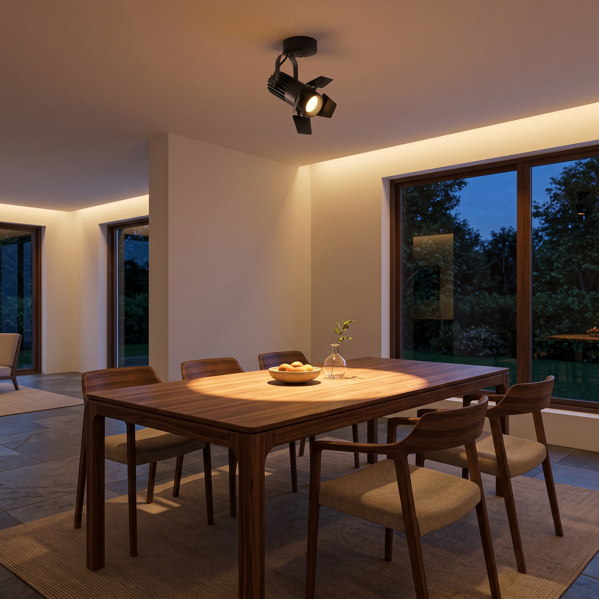 Adjustable Shape LED Spotlight in a dining room, showing size