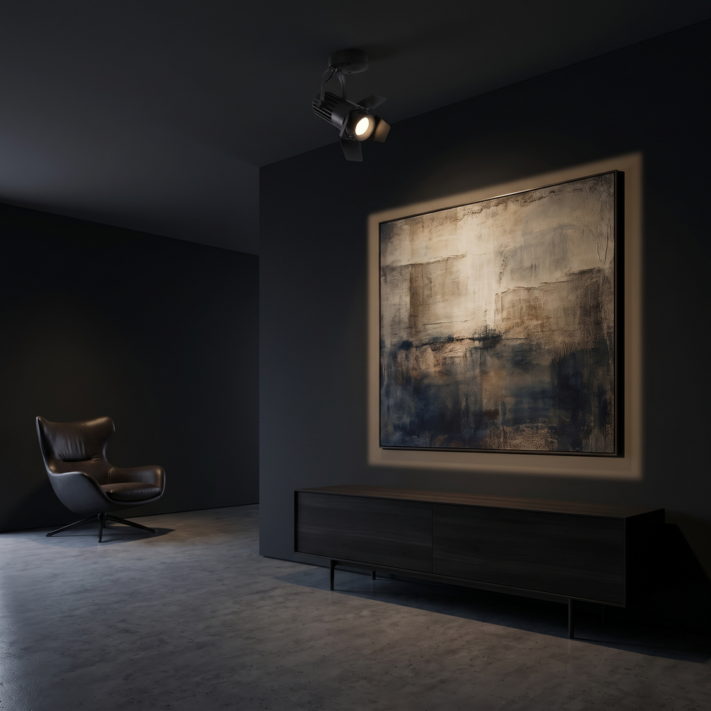 Adjustable Shape LED Spotlight in a dark modern living room