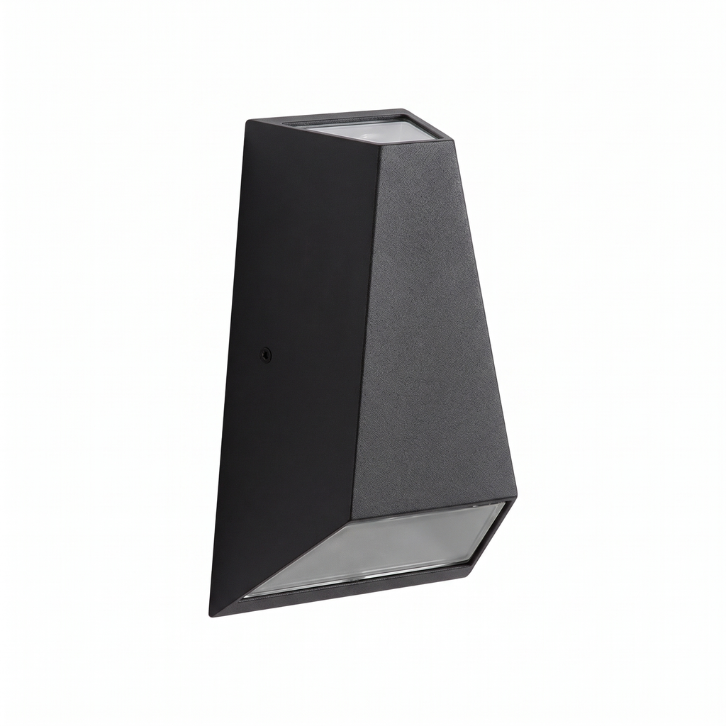 Angled Up Down LED Wall Light in Black on white background