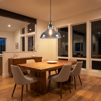 Vintage Smoky Glass Pendant Light in a dining room, showing size