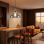 Vintage Smoky Glass Pendant Light over a home bar