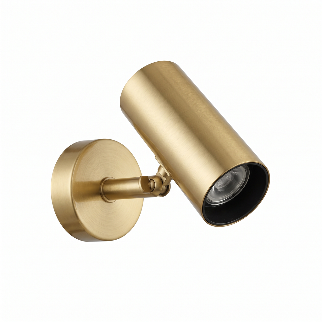 Adjustable Cylinder Wall Spotlight in Gold on white background