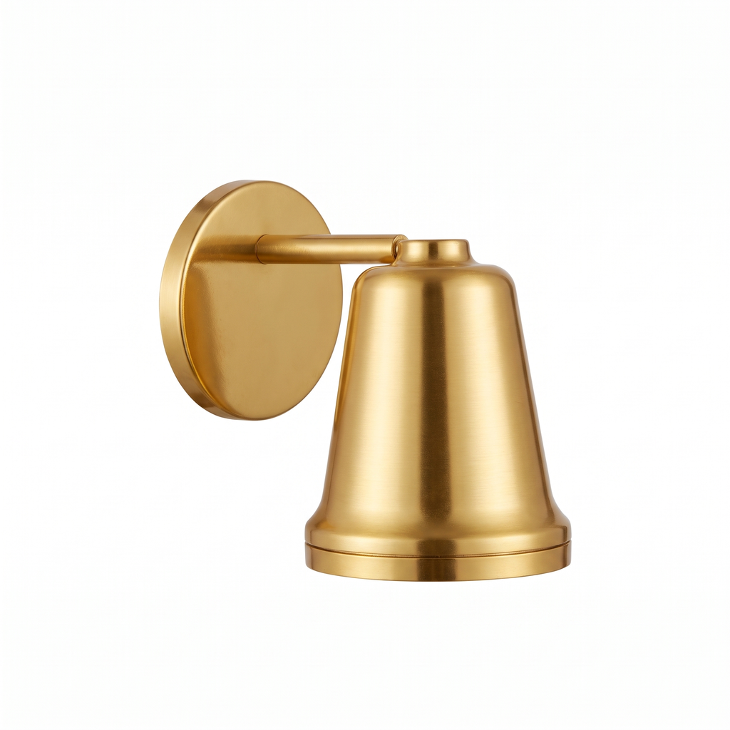 Bell LED Wall Light in Gold on white background