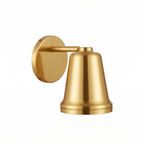 Bell LED Wall Light in Gold on white background