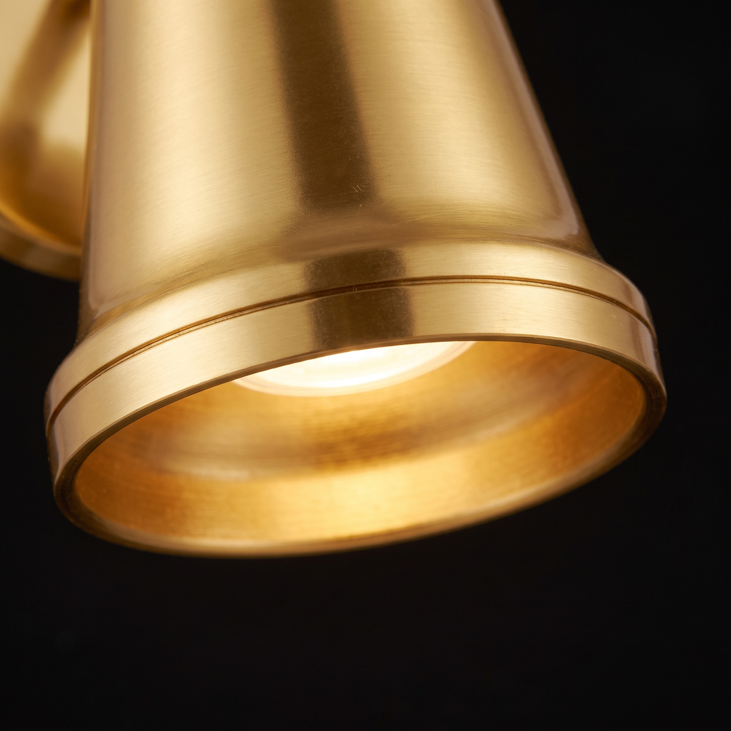 Bell LED Wall Light close-up of the gold bell shade