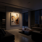 LED Picture Light Bar in a dark modern living room