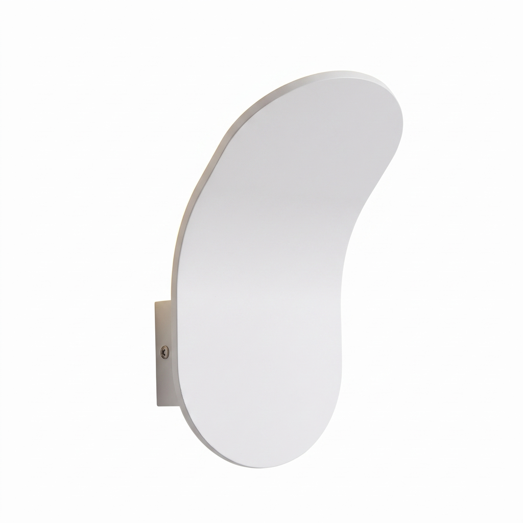 Curved LED Wall Sconce in White on white background