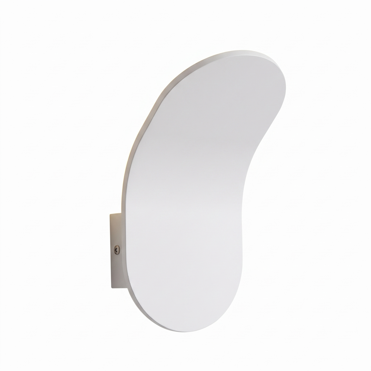 Curved LED Wall Sconce in White on white background