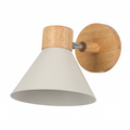 Cone Shade Wood Mount Wall Lamp in White on white background