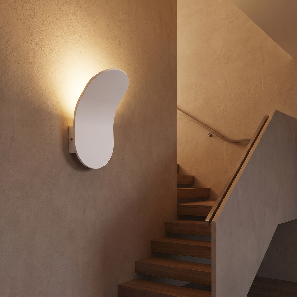 Curved LED Wall Sconce in a stairway