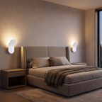 Curved LED Wall Sconce in a bedroom, showing size