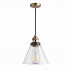 Clear Glass Bell Pendant Light in Wide Bell on white background