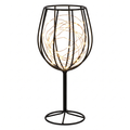 Wire Cage Battery Accent Lamp in Wine Glass on white background