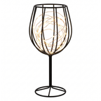 Wire Cage Battery Accent Lamp in Wine Glass on white background