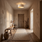 Stone Drum Flush Mount Ceiling Light in a hallway, showing size