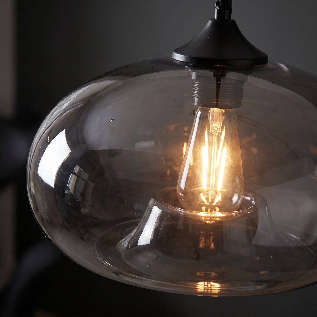 Oval Colored Glass Pendant Light close-up of the tinted glass