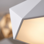 Geometric Pentagon LED Ceiling Light close-up of the faceted edges and frosted face