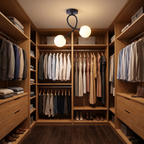 Curved Two-Light Glass Globe Ceiling Light in a walk-in closet
