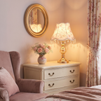 Floral Fabric Shade Table Lamp on a dresser