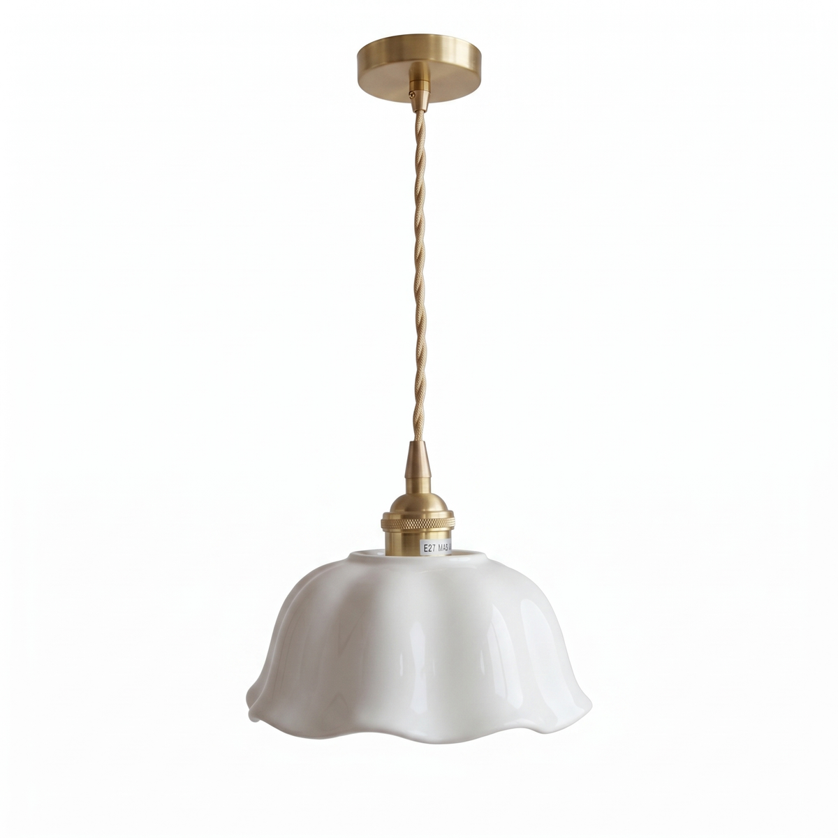 Scalloped Ceramic Pendant Light in Pendant on white background