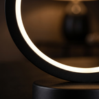 Halo Ring LED Table Lamp close-up of the glowing LED ring