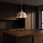 Scalloped Ceramic Pendant Light in a dark modern kitchen