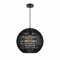 Woven Ball Pendant Light in Black on white background