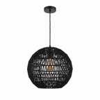 Woven Ball Pendant Light in Black on white background