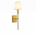 Brass Wall Sconce with Shade in brass on white background