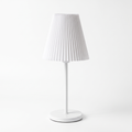 Pleated Shade Cordless Table Lamp in White on white background