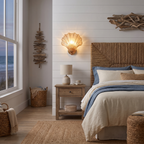 Seashell Glass Wall Sconce in a bedroom, showing size
