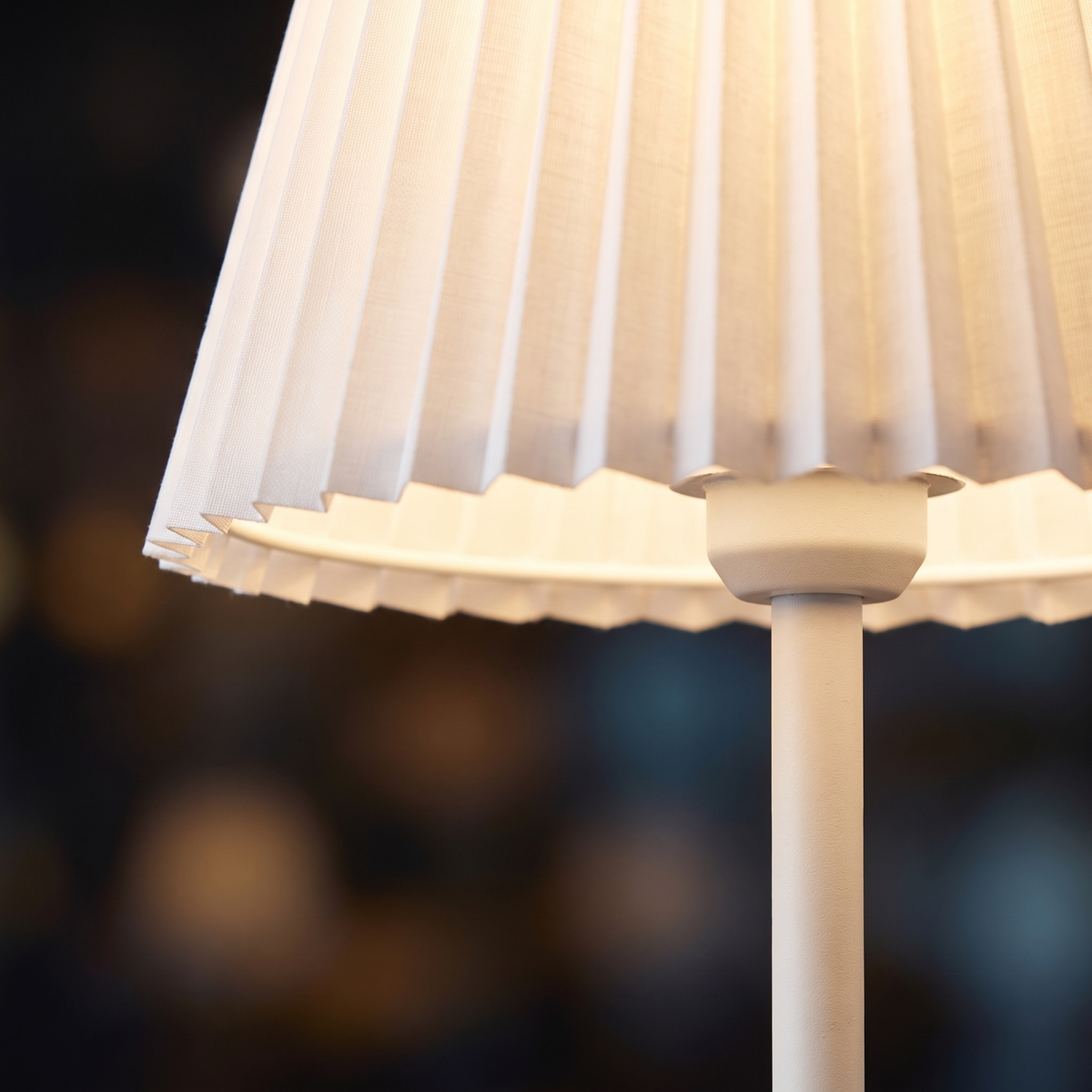 Pleated Shade Cordless Table Lamp close-up of the pleated fabric shade