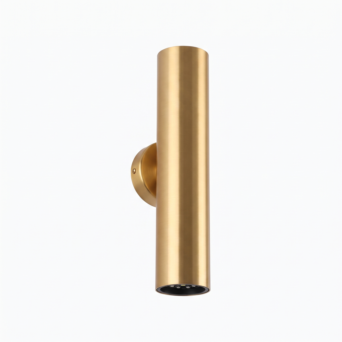 Up Down Tube LED Wall Light in Gold on white background