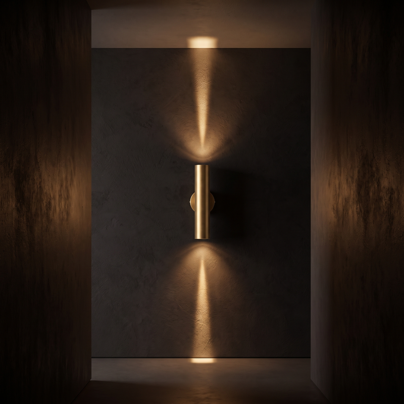 Up Down Tube LED Wall Light in a dark modern hallway