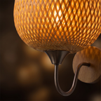 Woven Bamboo Wall Sconce close-up of the bamboo weave