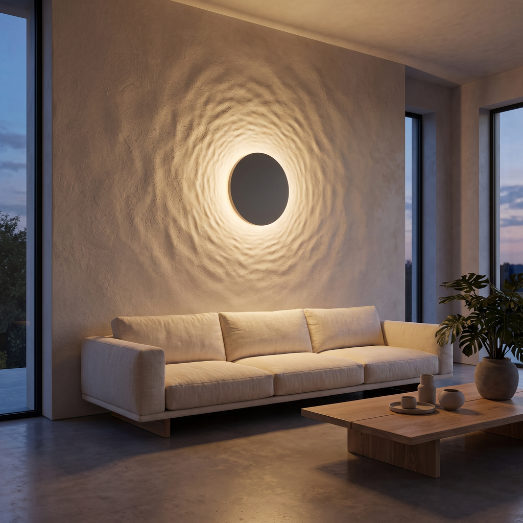 Ripple Light Wall Sconce in a living room, showing size