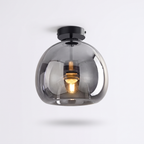 Smoked Glass Semi Flush Ceiling Light on a white background